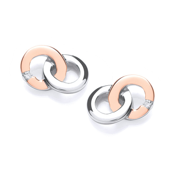 Rose Gold and Silver Linked Ring Earrings