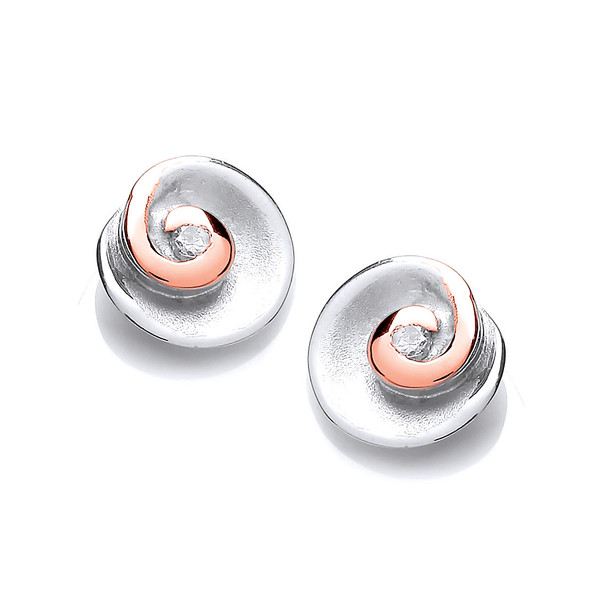Silver and Rose Gold Swirl Earrings