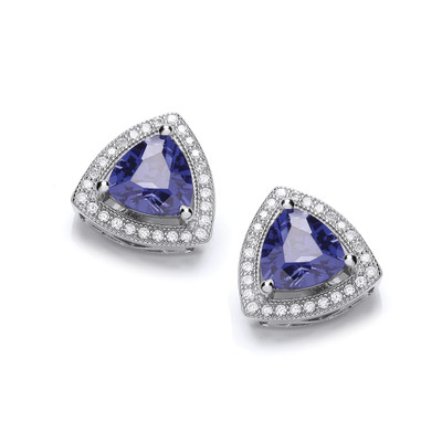 Tanzanite Delight Blue Triangle Stud Earrings