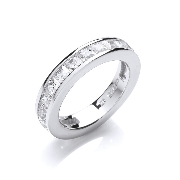 Silver and Cubic Zirconia 3/4 Eternity Ring