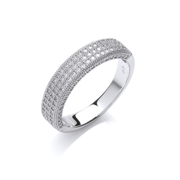 Silver and Cubic Zirconia Triple Band Ring