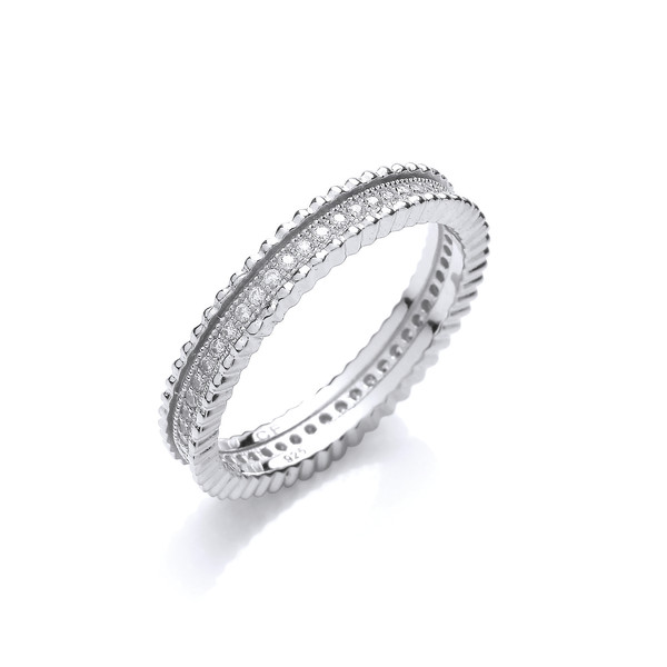 Beaded Beauty Silver and Cubic Zirconia Ring