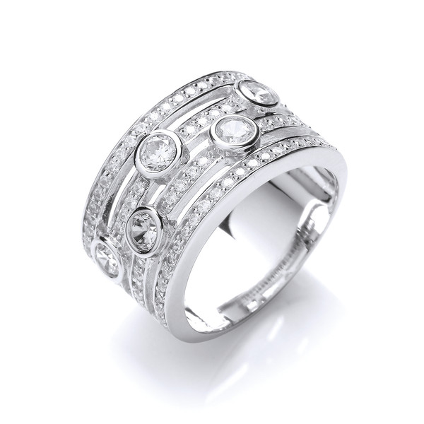 'My Favourite' Silver and Cubic Zirconia Band Ring