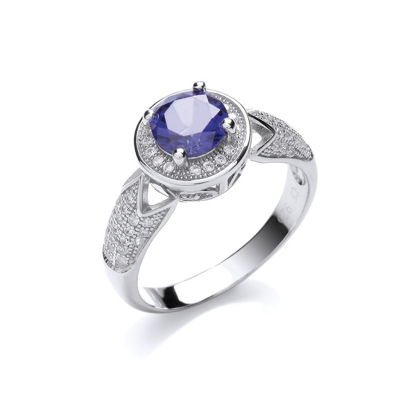 'Sparkling Blue' Silver and Cubic Zirconia Ring