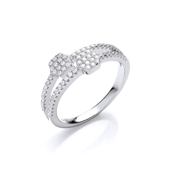 Hexagon Heaven Silver and Cubic Zirconia Ring