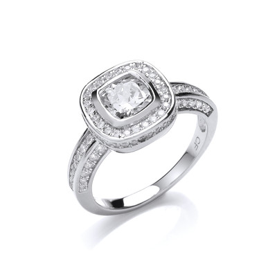 'Your Surrounded' Square Cubic Zirconia Ring