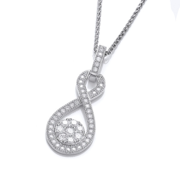 Silver and Cubic Zirconia Figure of Eight Drop Pendant