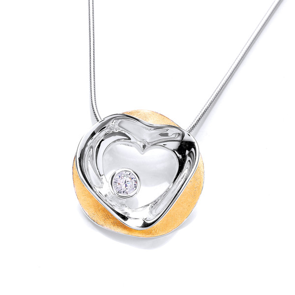'Circled Love' Gold Vermeil Plated and Silver Pendant