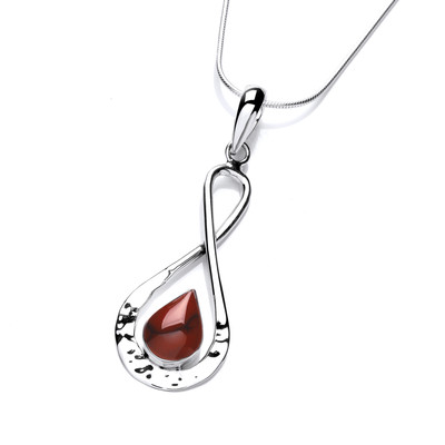 Silver Figure of Eight Pendant with Red Jasper