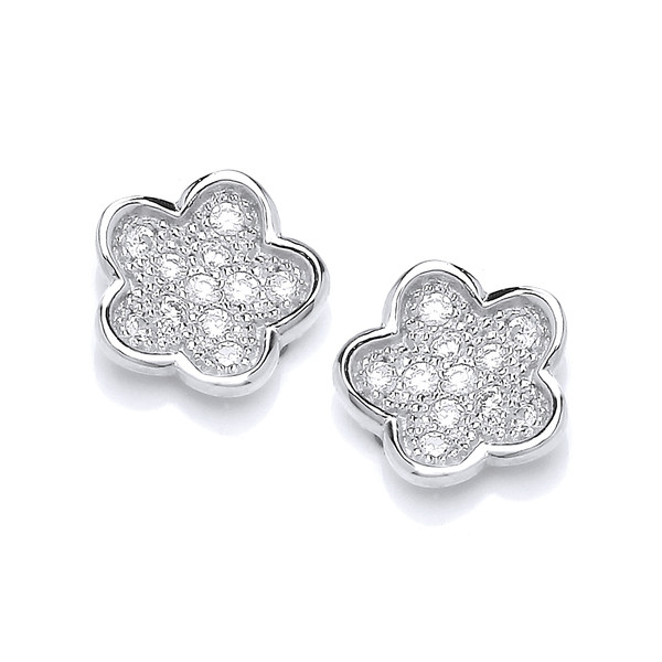 Itsy Cubic Zirconia Flower Earrings