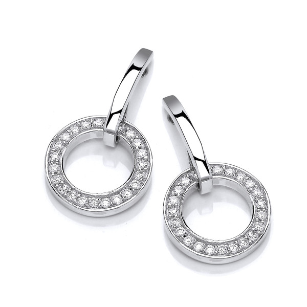 Sparkling Silver Circle Earrings