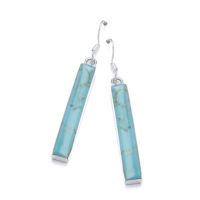 Sterling Silver and Formed Turquoise Lozenge Drop Earrings