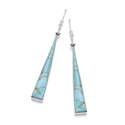 Sterling Silver and Formed Turquoise Long Triangle Earrings