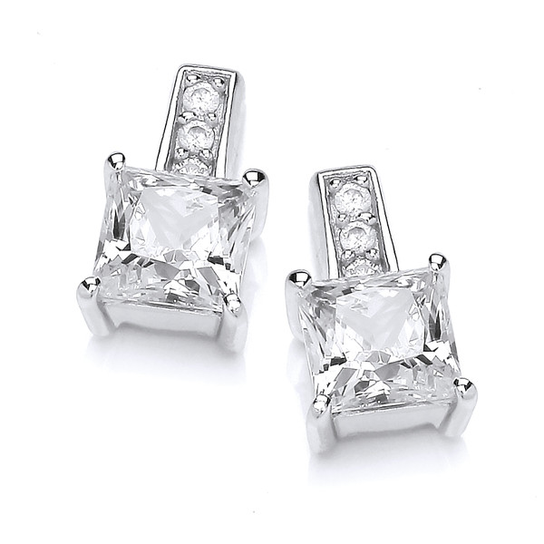 Deco Style Square Cubic Zirconia Earrings