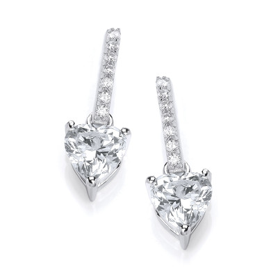 Sparkly Cubic Zirconia Heart Drop Earrings