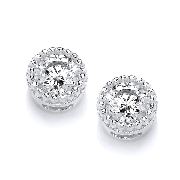 Round Cubic Zirconia Solitaire Earrings