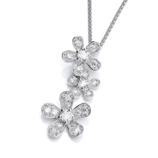 Daisy Delight Silver & Cubic Zirconia Pendant without Chain