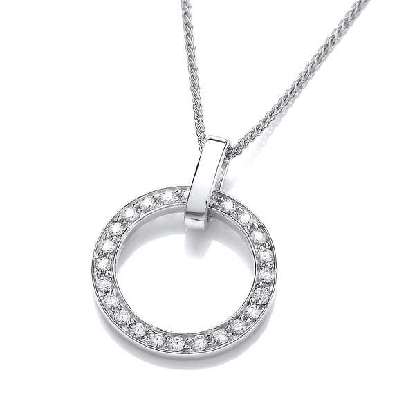 Sparkling Silver Circle Pendant without chain