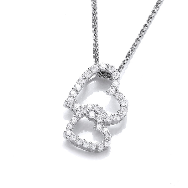 Frilly Little Hearts Cubic Zirconia Pendant with a 16-18 Silver Chain