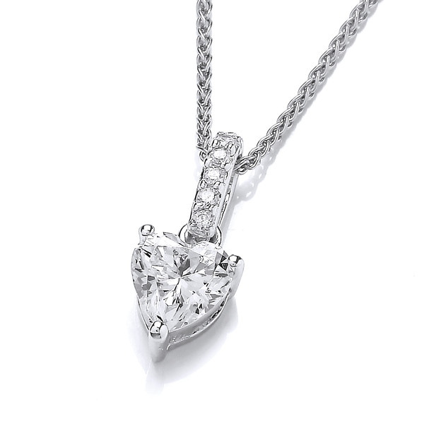 Sparkly Little Cubic Zirconia Drop Heart Pendant without Chain
