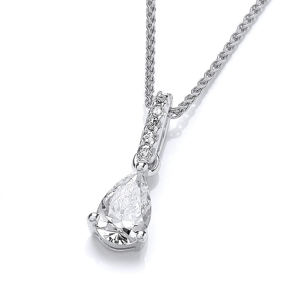 Delicate Cubic Zirconia & Silver Teardrop Pendant without Chain