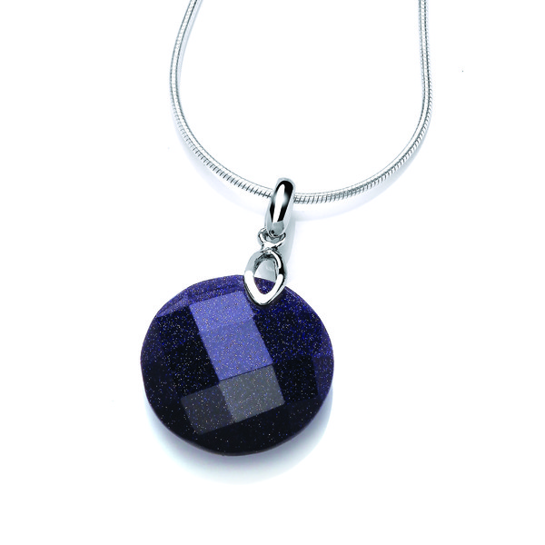 Blue Sandstone Beauty Pendant with 16-18 silver chain