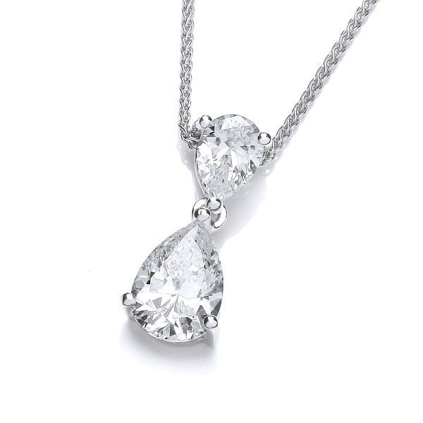 Double Delight Cubic Zirconia Teadrop Pendant without chain