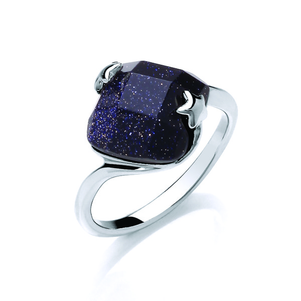 Blue Sandstone Diamond Ring