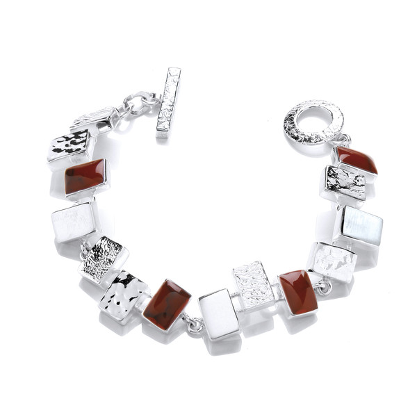 Silver and Red Jasper Oblongs Bracelet