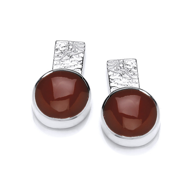 Silver and Red Jasper Round Stud Earrings
