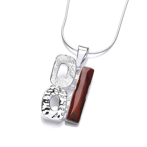 Silver and Red Jasper Bar Pendant with 16-18 silver chain