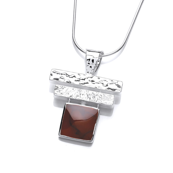 Silver and Red Jasper Piano Key Pendant without chain