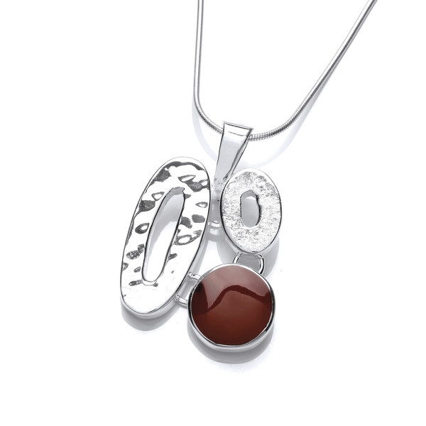 Silver and Red Jasper 'O's Pendant with a 16-18 silver chain