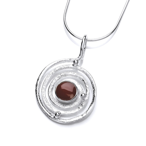 Silver and Red Jasper Infinity Pendant with 16-18 silver chain