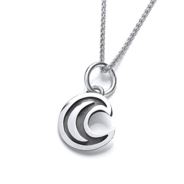 Silver Eclipse Moon Pendant with 16-18 silver chain