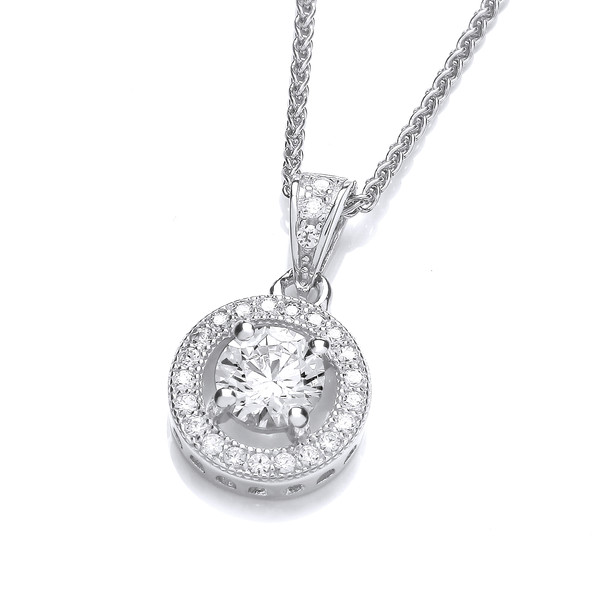 Cubic Zirconia Porthole Pendant with a 16-18 silver chain