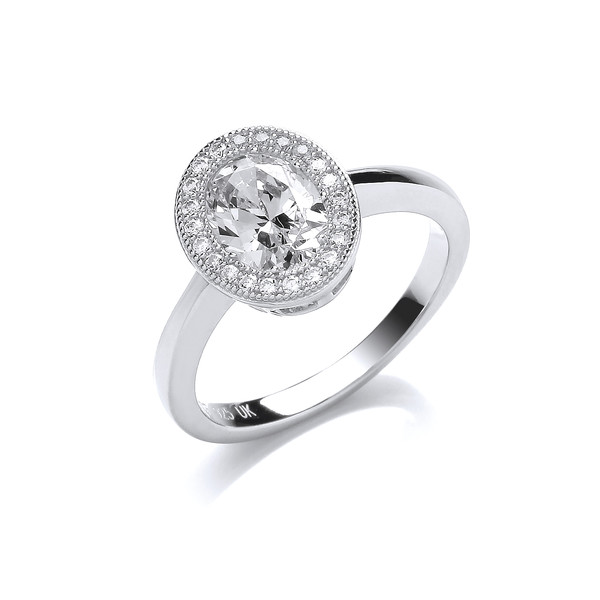 Oval Elegance Silver & Cubic Zirconia Ring