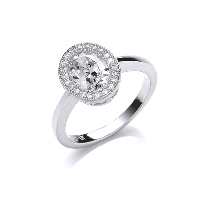 Oval Elegance Silver & Cubic Zirconia Ring