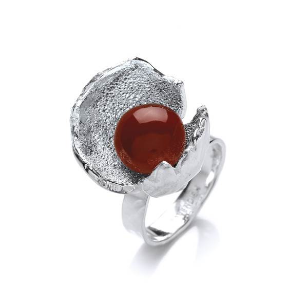 Red Jasper and Silver Crocus Ring