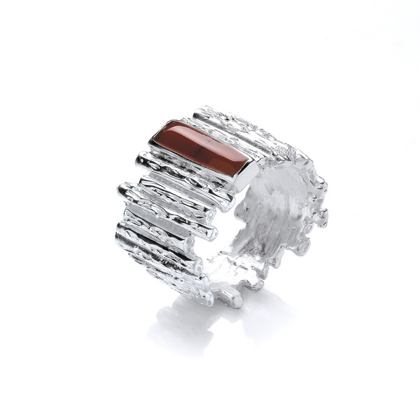Silver and Red Jasper Steps Ring