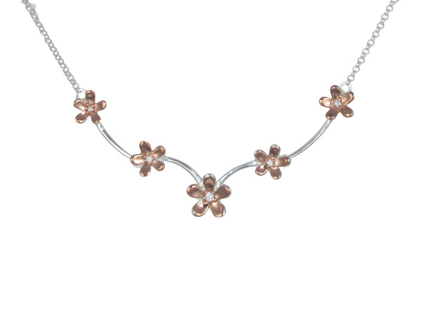 Rose Gold Flowers Necklace