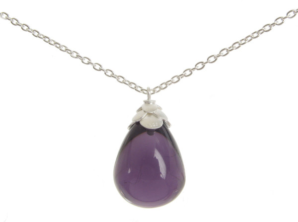 Sterling Silver and Amethyst Teardrop Necklace