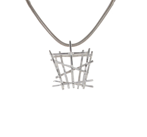 Criss Cross Silver Pendant with 18 - 20" Silver Chain