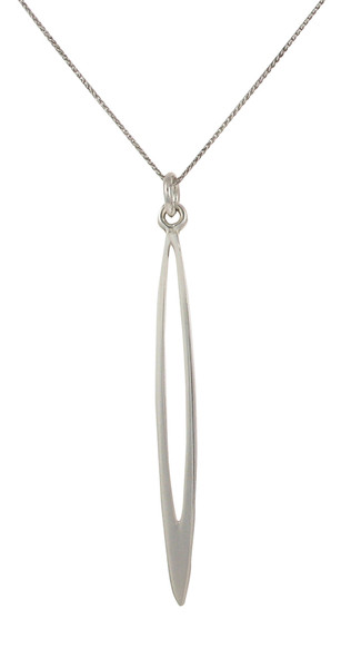 Sterling Silver Long Pointed Pendant with 16 - 18" Silver Chain
