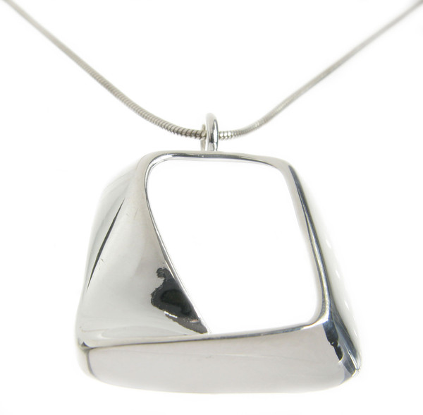 Sterling Silver Twisted Square Pendant with 16 - 18" Silver Chain
