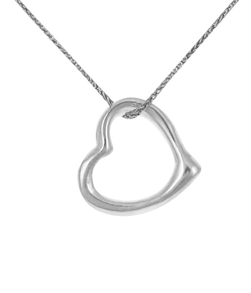 Sterling Silver Rounded Open Heart Pendant with 16 - 18" Silver Chain
