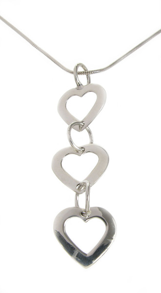 Sterling Silver Tumbling Hearts Pendant without Chain
