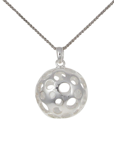 Silver ball pendant with circles without Chain