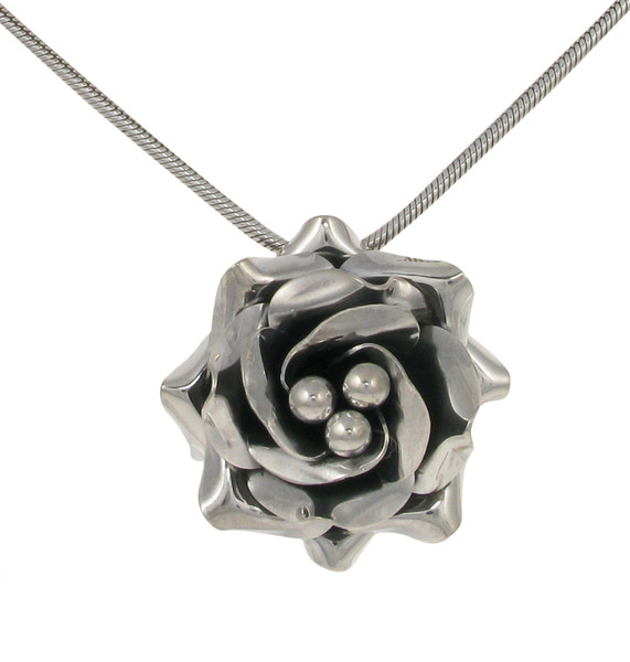 Large silver rose pendant without Chain