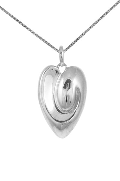 Moulded silver heart pendant with 16 - 18" Silver Chain